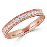 3/8 CTW Round Lab Created Diamond  Vintage Shared Prong Semi-Eternity Anniversary Wedding Band Ring in 14K Rose Gold (MD250064)