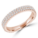 1/2 CTW Round Lab Created Diamond  3/4 Way Two-row Semi-Eternity Anniversary Wedding Band Ring in 14K Rose Gold (MD250065)