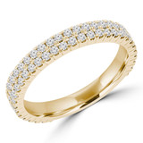 1/2 CTW Round Lab Created Diamond  3/4 Way Two-row Semi-Eternity Anniversary Wedding Band Ring in 14K Yellow Gold (MD250066)