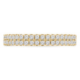 1/2 CTW Round Lab Created Diamond  3/4 Way Two-row Semi-Eternity Anniversary Wedding Band Ring in 14K Yellow Gold (MD250066)