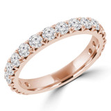 1 1/8 CTW Round Lab Created Diamond  3/4 Way Semi-Eternity Anniversary Wedding Band Ring in 14K Rose Gold (MD250069)
