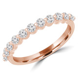 1/2 CTW Round Lab Created Diamond  Semi-Eternity Anniversary Wedding Band Ring in 14K Rose Gold (MD250075)