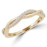 1/8 CTW Round Lab Created Diamond  Twisted Semi-Eternity Anniversary Wedding Band Ring in 14K Yellow Gold (MD250081)