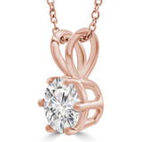 1/2 CT Round Lab Created Diamond  6-Prong Solitaire Pendant Necklace in 14K Rose Gold (MD250105)