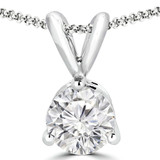 1 CT Round Lab Created Diamond  3-Prong Solitaire Pendant Necklace in 14K White Gold (MD250109)