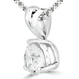 1/2 CT Round Lab Created Diamond  3-Prong Solitaire Pendant Necklace in 14K White Gold (MD250111)