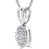 3/5 CTW Round Lab Created Diamond  Double Cushion Halo Pendant Necklace in 14K White Gold (MD250118)