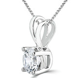 1/2 CT Round Lab Created Diamond  4-Prong Solitaire Pendant Necklace in 14K White Gold (MD250122)