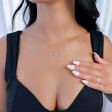 3/4 CT Round Lab Created Diamond  Bezel Set Pendant Necklace in 14K White Gold (MD250125)