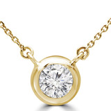 3/4 CT Round Lab Created Diamond  Bezel Set Pendant Necklace in 14K Yellow Gold (MD250131)