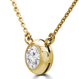 3/4 CT Round Lab Created Diamond  Bezel Set Pendant Necklace in 14K Yellow Gold (MD250131)