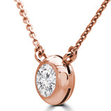 1/2 CT Round Lab Created Diamond  Bezel Set Pendant Necklace in 14K Rose Gold (MD250132)