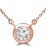 1/2 CT Round Lab Created Diamond  Bezel Set Pendant Necklace in 14K Rose Gold (MD250132)