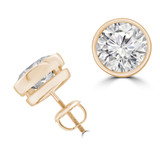 2 CTW Round Lab Created Diamond  Bezel Set Stud Earrings in 14K Yellow Gold (MD250139)