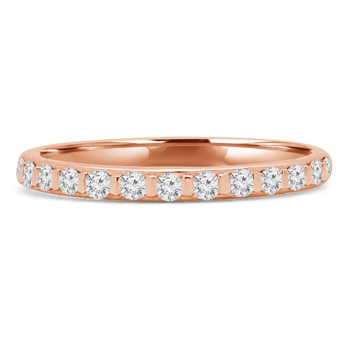 1/4 CTW Round Lab Created Diamond  Shared-Prong Semi-Eternity Anniversary Wedding Band Ring in 14K Rose Gold (MD250147)