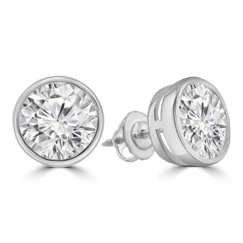 4 1/6 CTW Round Lab Created Diamond  Bezel Set Stud Earrings in 14K White Gold (MD250152)