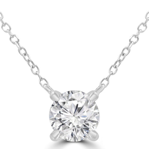 1 1/20 CT Round Lab Created Diamond  4-Prong Pendant Necklace in 14K White Gold (MD250161)