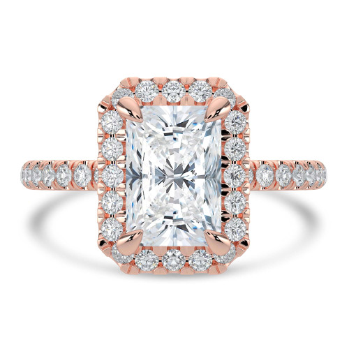 2 1/2 CTW Radiant Lab Created Diamond  Radiant Halo Engagement Ring in 14K Rose  Gold (MD250183)