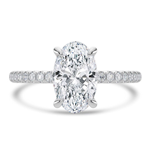2 1/3 CTW Oval Lab Created Diamond  Solitaire with Accents Engagement Ring in 14K White Gold (MD250188)