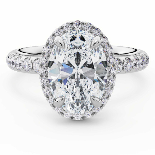 4 1/3 CTW Oval Lab Created Diamond  Oval Halo Engagement Ring in 14K White Gold with Accents (MD250199)