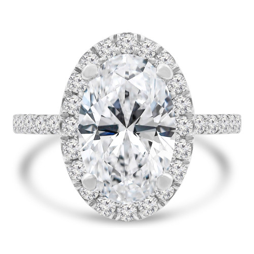 4 1/4 CTW Oval Lab Created Diamond  Oval Halo Engagement Ring in 14K White Gold with Accents (MD250200)