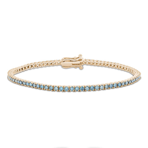 2 2/5 CTW Round Blue Diamond Tennis Bracelet in 14K Yellow Gold (MD250217)
