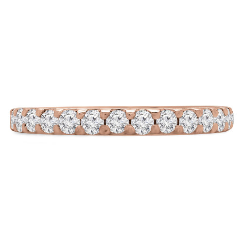 4/5 CTW Round Lab Created Diamond  3/4 Way Shared-prong Semi-Eternity Anniversary Wedding Band Ring in 14K Rose Gold (MD250218)