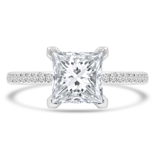 2 1/3 CTW Princess Lab Created Diamond  Hidden Halo Solitaire with Accents Engagement Ring in 18K White Gold (MD250240)