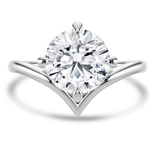 2 3/5 CT Round Lab Created Diamond  Offset Chevron Solitaire Engagement Ring in 14K White Gold (MD250241)