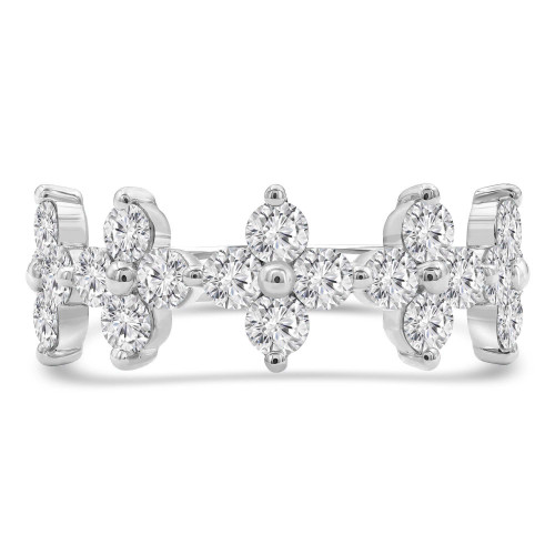 1 2/5 CTW Round Lab Created Diamond  Floral Petal Cocktail Ring in 14K White Gold (MD250244)
