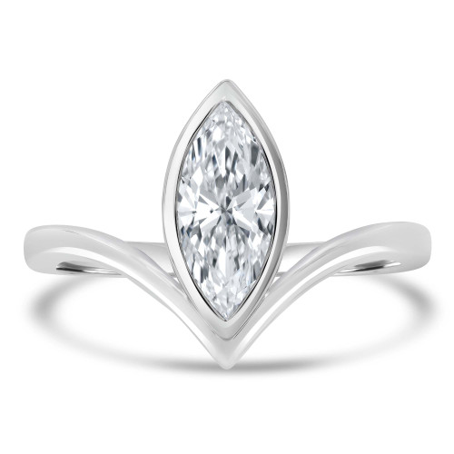 4/5 CT Marquise Lab Created Diamond  Offset Chevron Bezel Set Cocktail Ring in 14K White Gold (MD250246)