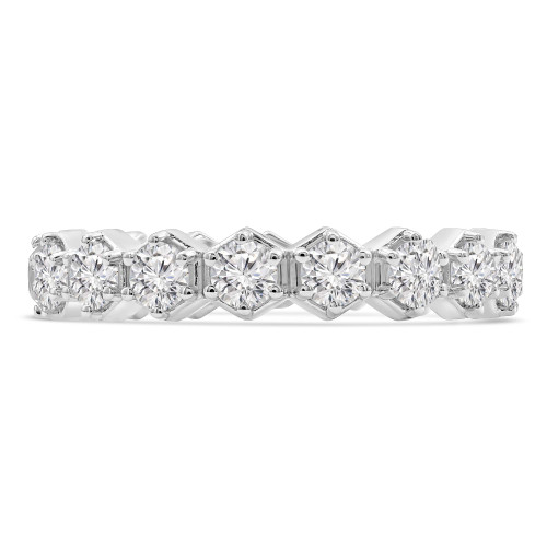 1 3/5 CTW Round Lab Created Diamond  6-Prong Eternity Anniversary Wedding Band Ring in 14K White Gold *Size 6.5 Only* (MD250247)