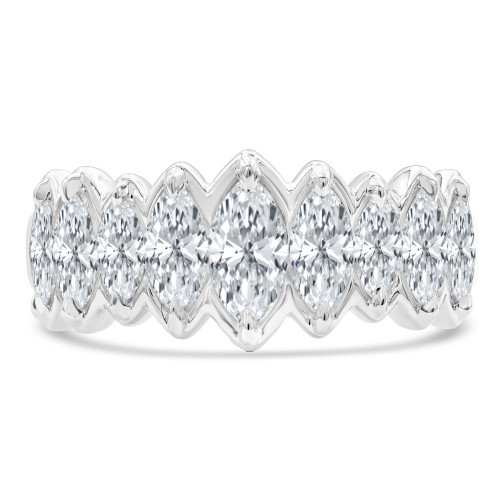 1 3/5 CTW Marquise Lab Created Diamond  Half Bezel Set Cocktail Ring in 14K White Gold (MD250252)