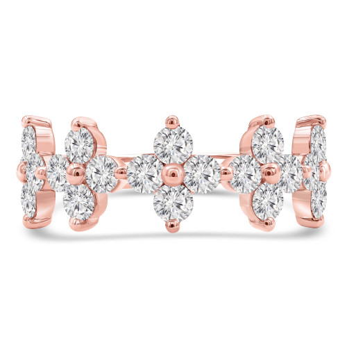 1 2/5 CTW Round Lab Created Diamond  Floral Petal Cocktail Ring in 14K Rose Gold (MD250254)