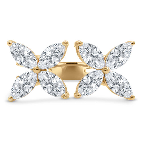 3 1/6 CTW Marquise Lab Created Diamond  Open Dual Floral Cocktail Ring in 14K Yellow Gold (MD250258)
