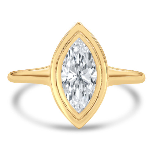 9/10 CT Marquise Lab Created Diamond  Double Bezel Solitaire Engagement Ring in 14K Yellow Gold (MD250260)