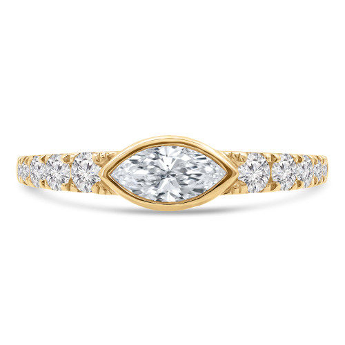 4/5 CTW Marquise Lab Created Diamond  Bezel Set Cocktail Ring in 14K Yellow Gold (MD250263)