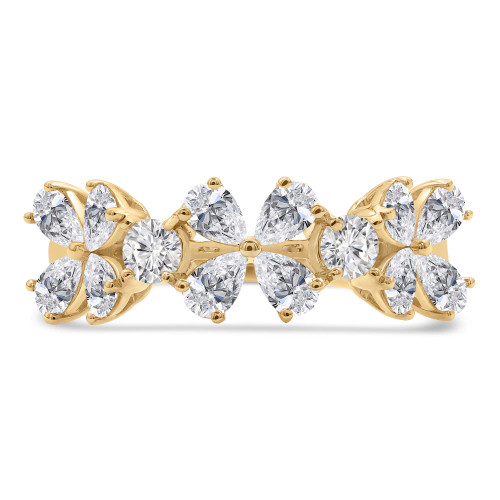 1 1/2 CTW Pear Lab Created Diamond  Floral Petal Cocktail Ring in 14K Yellow Gold (MD250266)