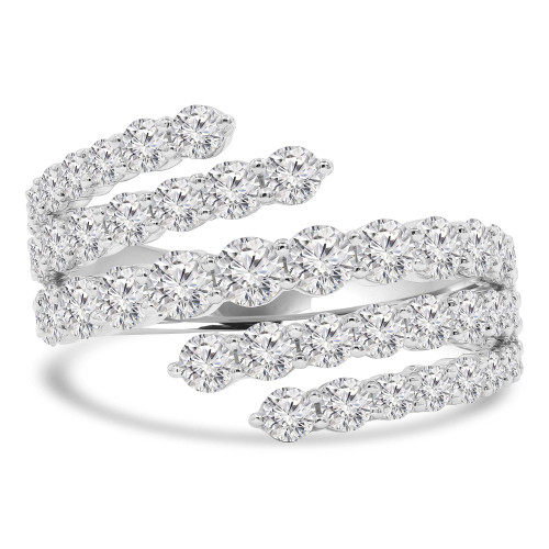 2 1/6 CTW Round Diamond Multi-row Wrap Cocktail Ring in 18K White Gold (MD250270)