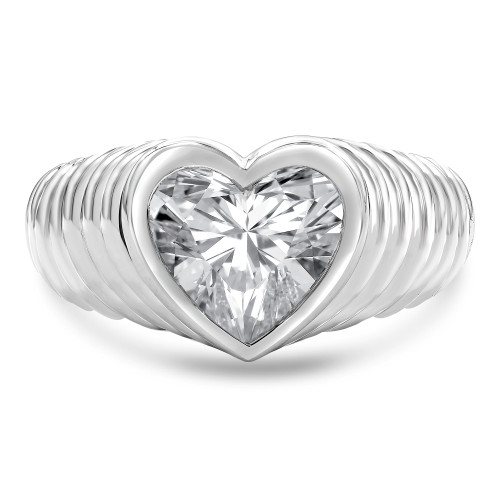 2 CT Heart Lab Created Diamond  Twisted Rope Bezel Set Solitaire Engagement Ring in 14K White Gold (MD250282)