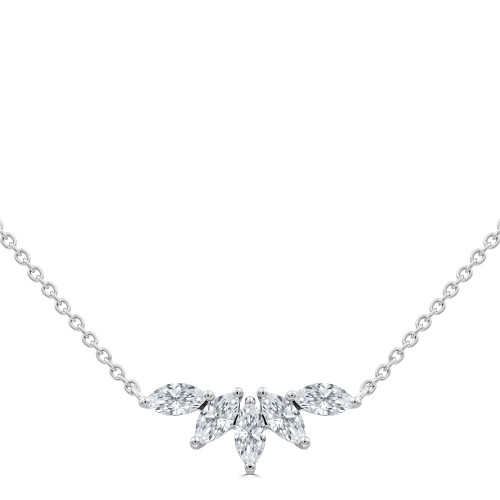 1/2 CTW Marquise Lab Created Diamond  Five-stone Necklace in 14K White Gold (MD250303)