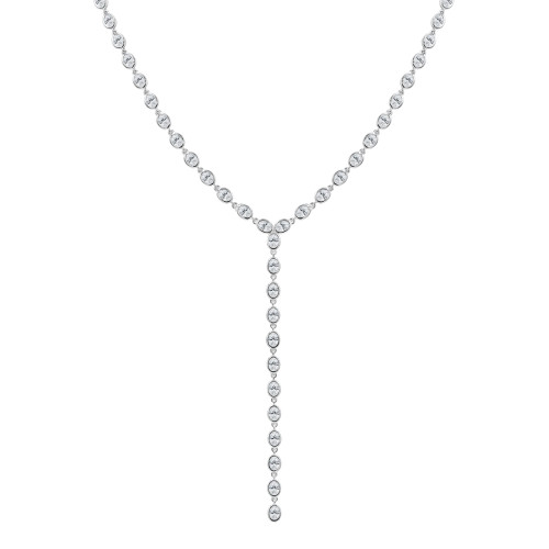 8 1/10 CTW Pear Lab Created Diamond  Bezel Set Y Tennis Necklace in 14K White Gold (MD250310)