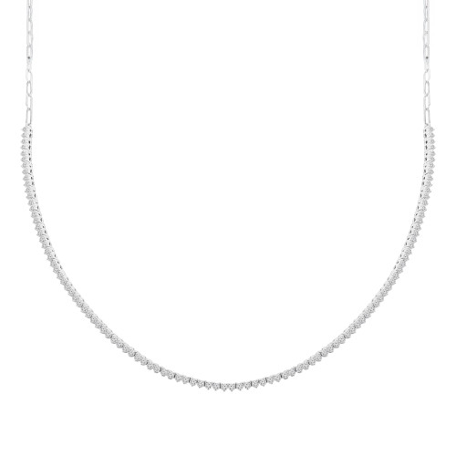 2 5/8 CTW Round Lab Created Diamond  Paperclip & Half Tennis Necklace in 14K White Gold (MD250311)