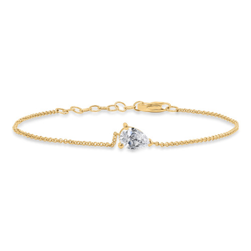 2/3 CT Pear Lab Created Diamond  Solitaire Chain Bracelet in 14K Yellow Gold (MD250313)