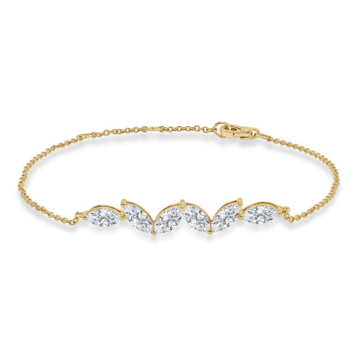 1 1/4 CTW Marquise Lab Created Diamond  6 Stone Chain Bracelet in 14K Yellow Gold (MD250317)
