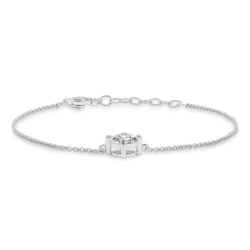 4/5 CT Round Lab Created Diamond  Solitaire Compass Prong Chain Bracelet in 14K White Gold   (MD250318)