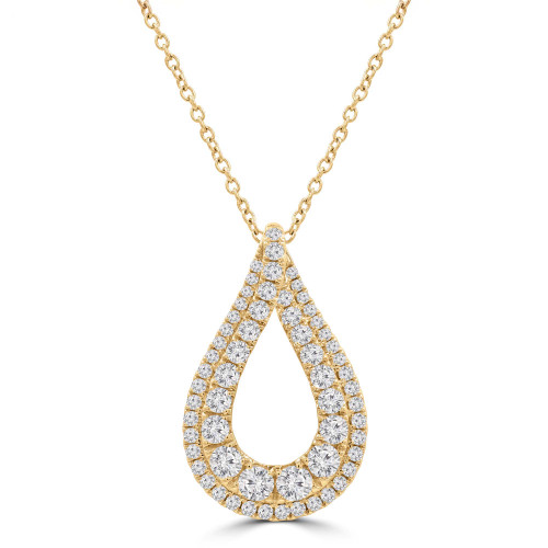 3/5 CTW Round Diamond Teardrop Fancy Pendant Necklace in 18K Yellow Gold (MD250332)