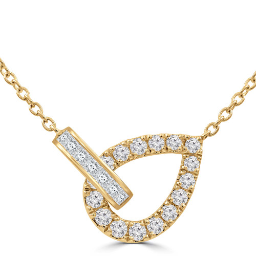3/8 CTW Round Diamond Teardrop & Oval Link Necklace in 18K Yellow Gold (MD250347)