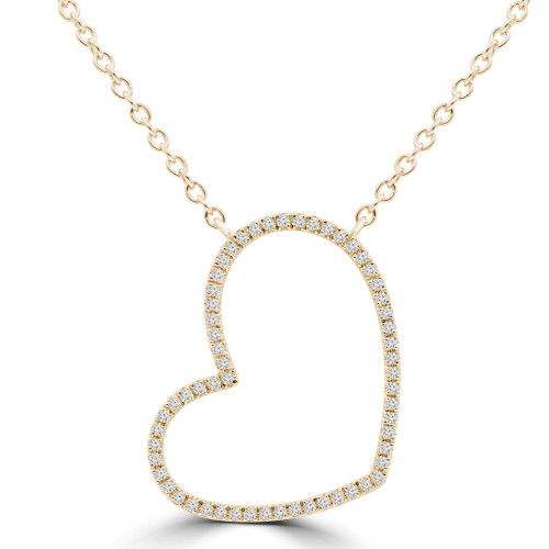 1/8 CTW Round Diamond Heart Necklace in 18K Yellow Gold (MD250351)