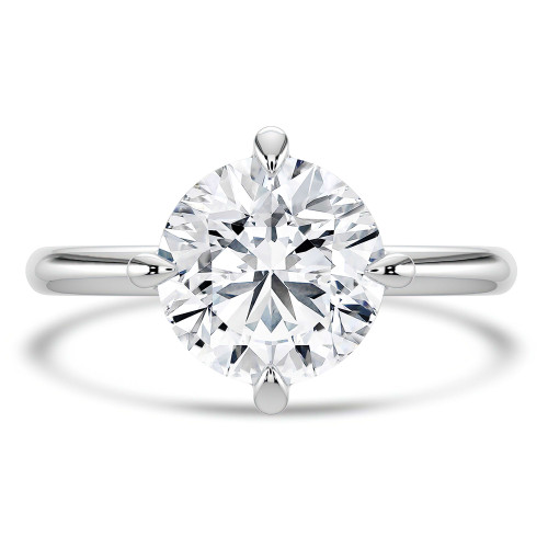 2 2/5 CT Round Lab Created Diamond  Compass Prong Solitaire Engagement Ring in 14K White Gold (MD250402)